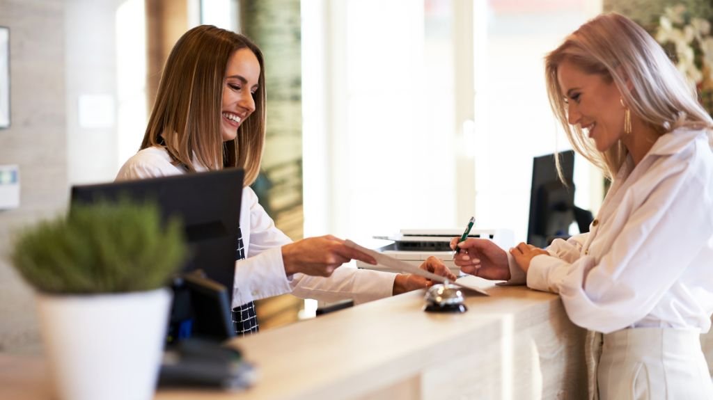 Guest arriving at a spa for a massage